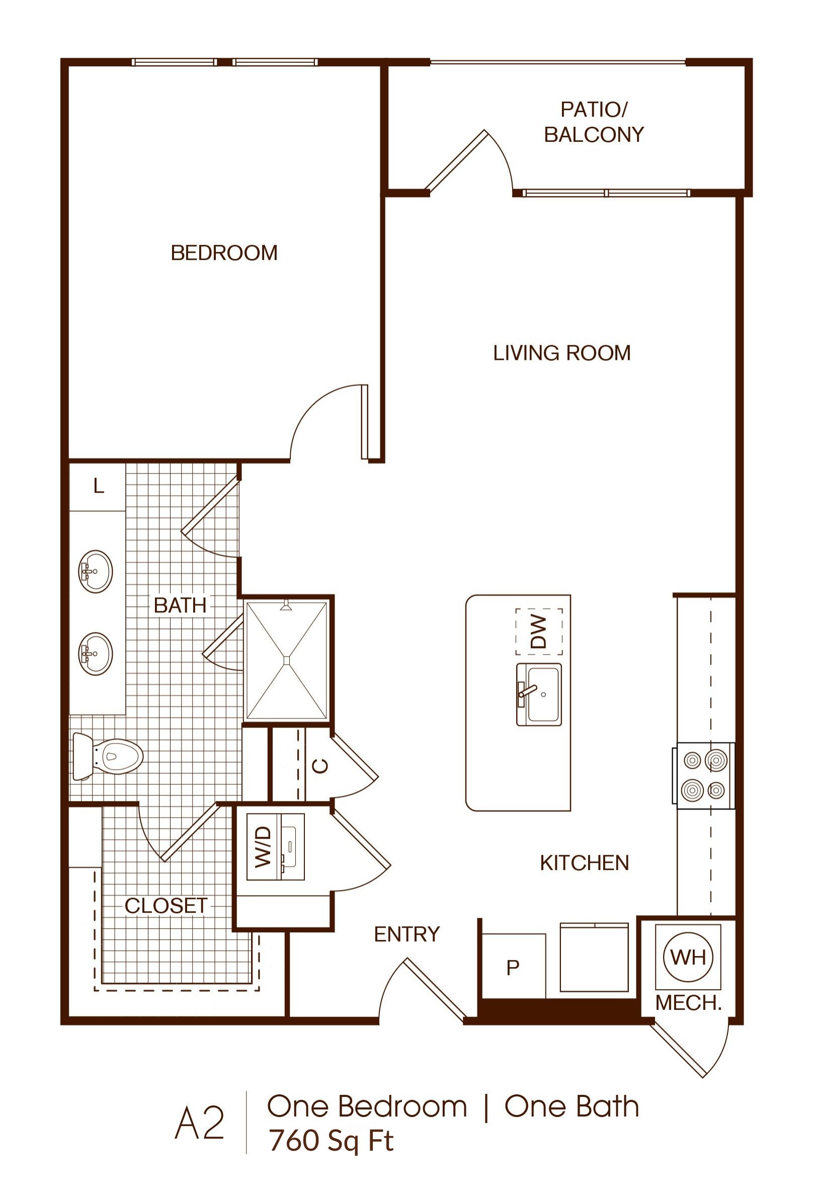 A2 One Bedroom (Large) floor plan drawing