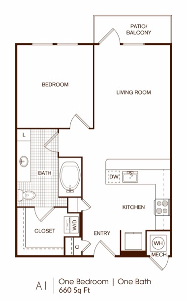 A1 One Bedroom floor plan drawing