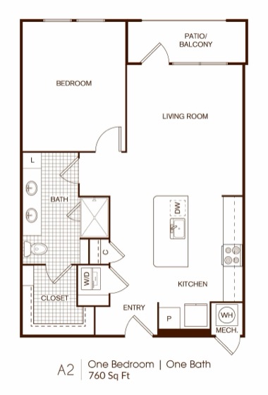 A2 One Bedroom (Large) floor plan drawing